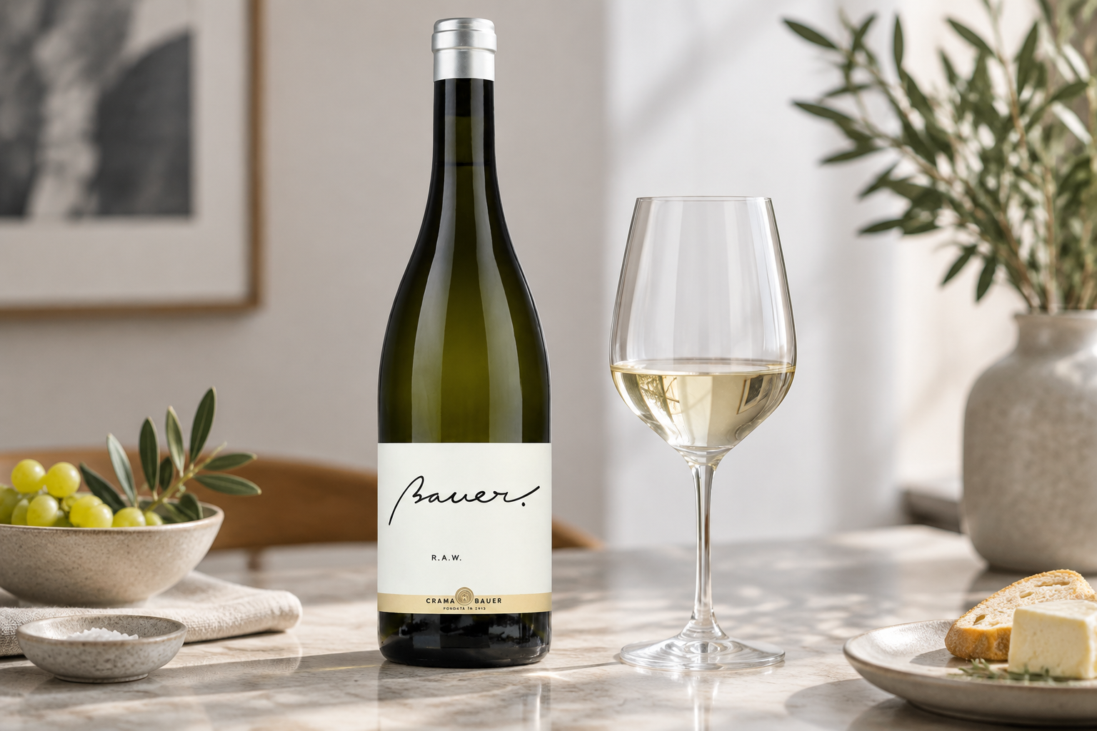 Cum alegi și servești Bauer Sauvignon Blanc Raw din Drăgășani