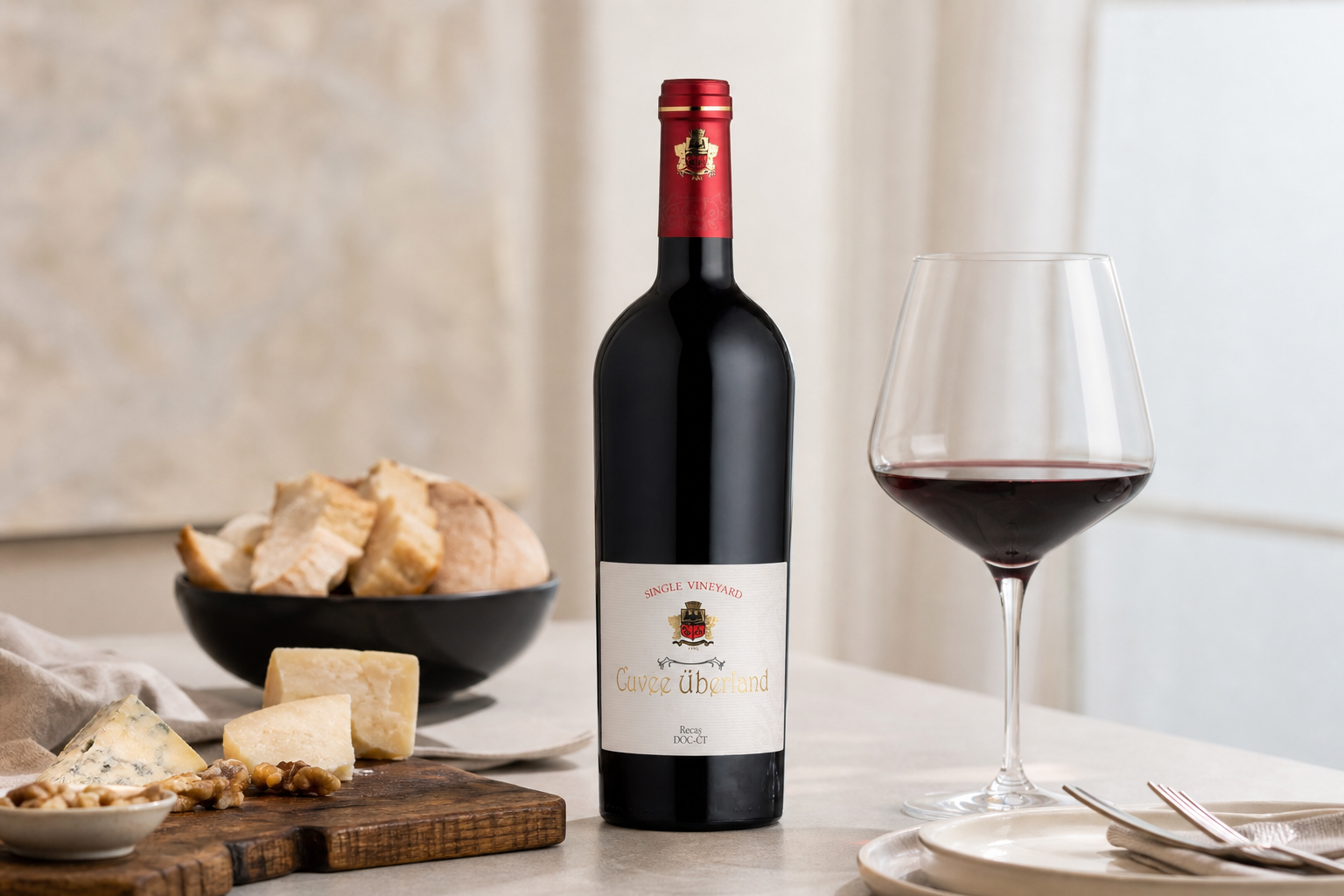Cuvée Uberland de la Cramele Recaș și stilul unui vin roșu intens pentru mese serioase
